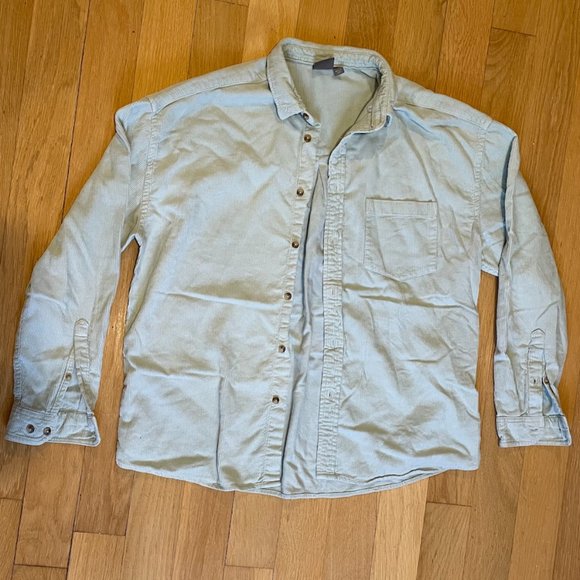 Corduroy Mint Blue ASOS Button-up - Picture 1 of 3